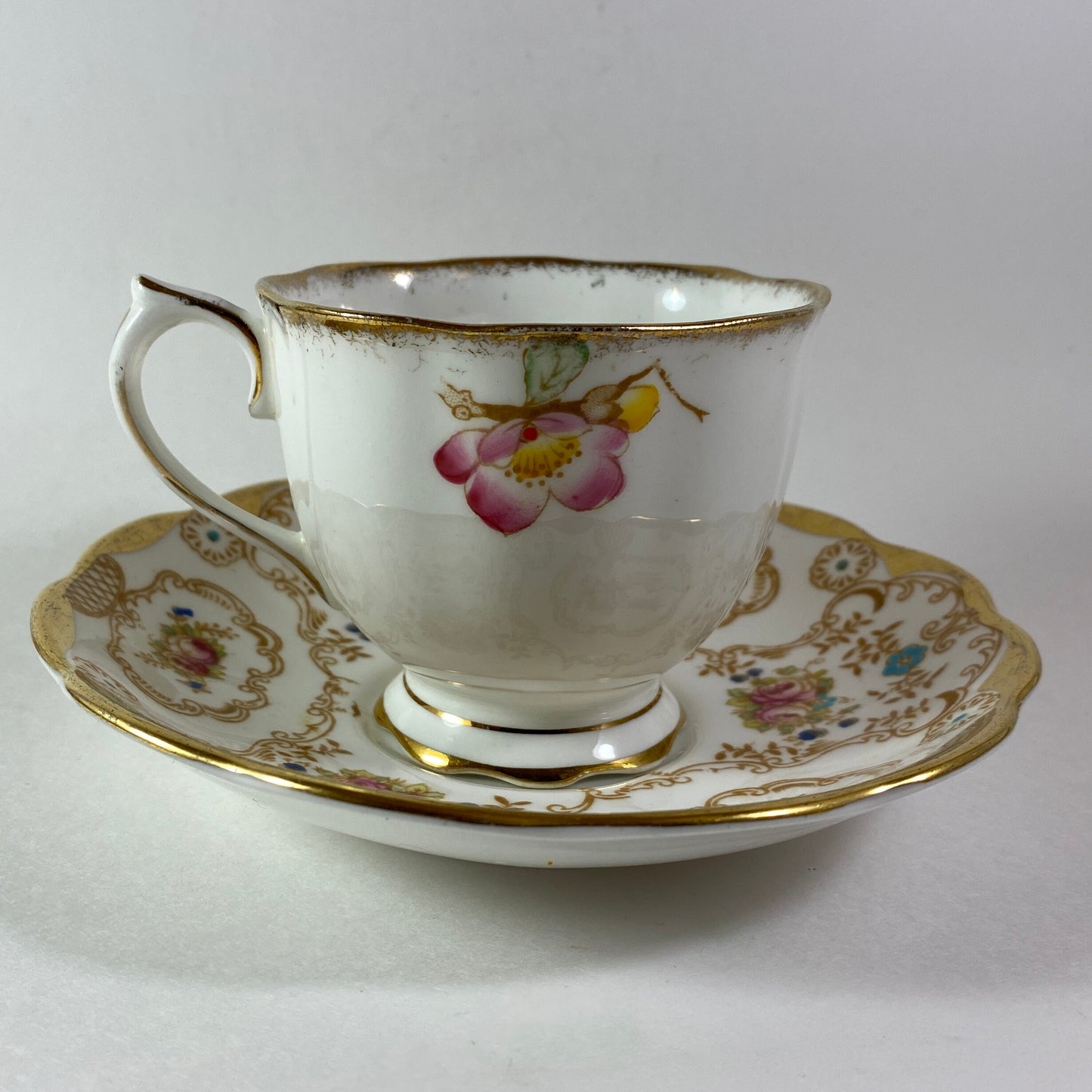 Vintage Royal albert pink floral with gold bone china teacup and saucer