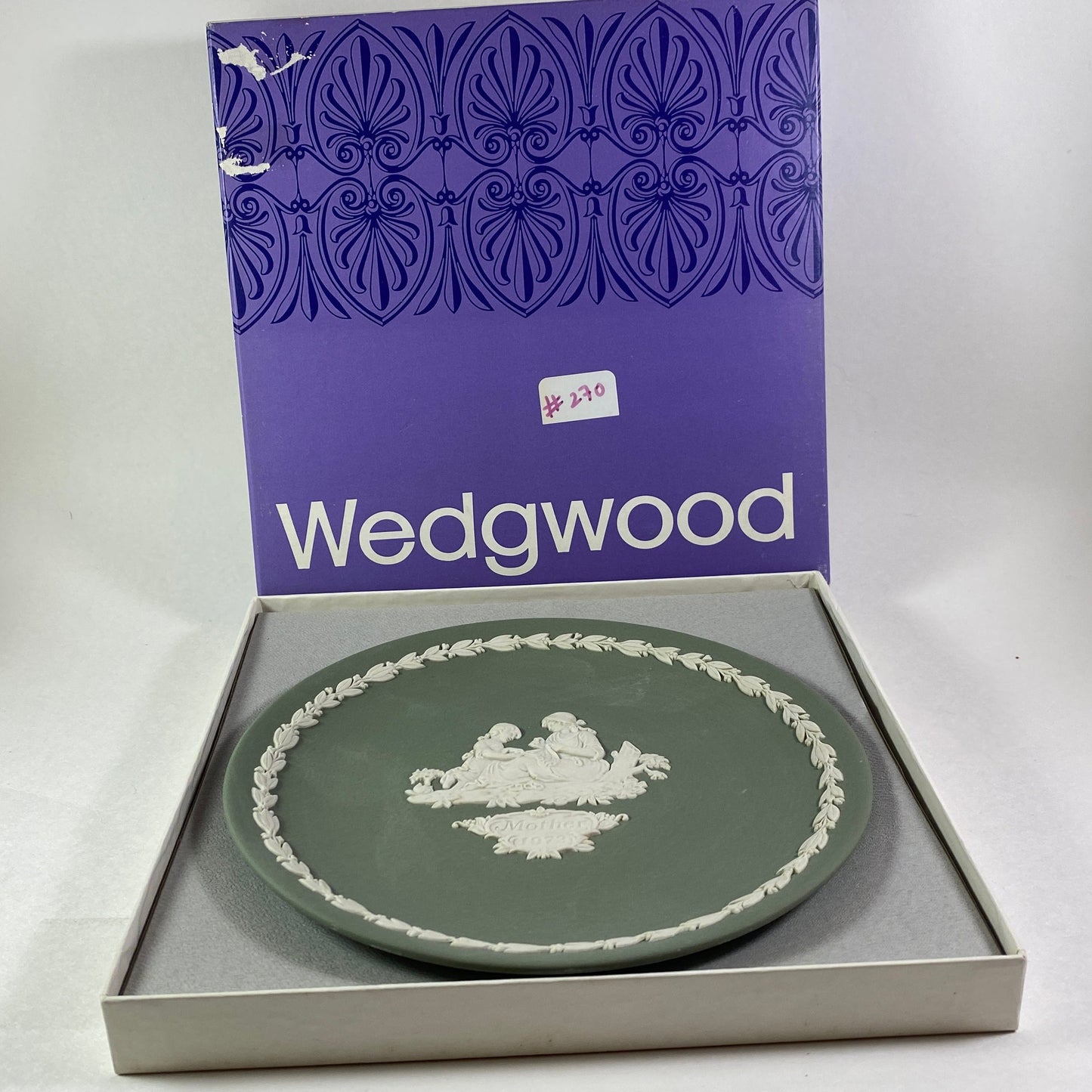 RARE Mother's Day Gift Wedgwood Mother Plate 1972 Sage Green Jasper 6.5