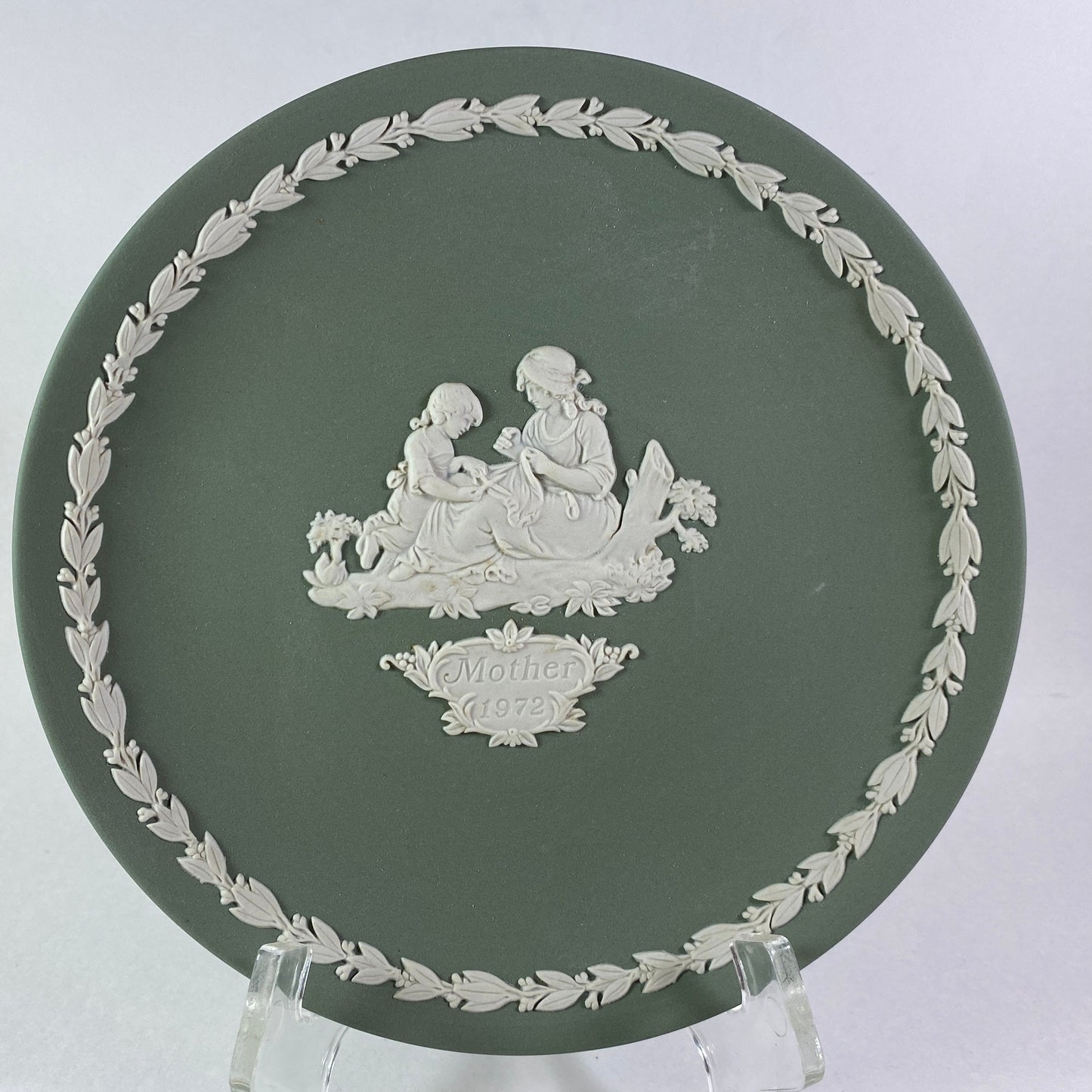 RARE Mother's Day Gift Wedgwood Mother Plate 1972 Sage Green Jasper 6.5