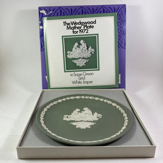 RARE Mother's Day Gift Wedgwood Mother Plate 1972 Sage Green Jasper 6.5