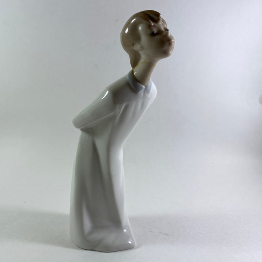 Vintage Lladro Boy Blowing Porcelain Figurine #4869 - Gloss Finish Restored