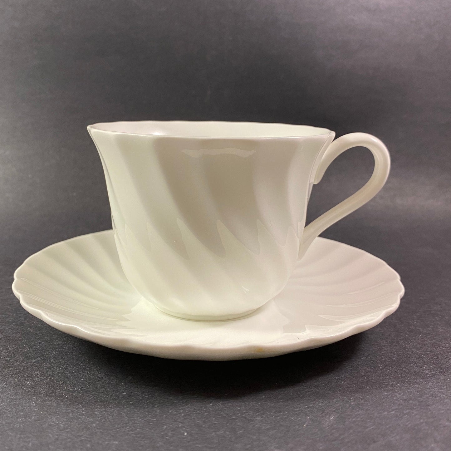 Vintage Wedgwood Candlelight bone china white teacup and saucer